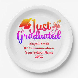 Personalised Graduation Red, Orange Purple Paper Plate