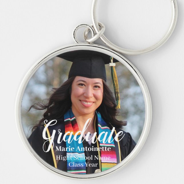 Personalised Graduation Simple Photo Key Ring (Front)