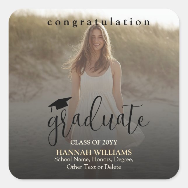Personalised Graduation Sticker – Name and Photo (Front)
