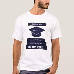 Personalised Graduation Tee 1 Grad Cap Gown Stairs