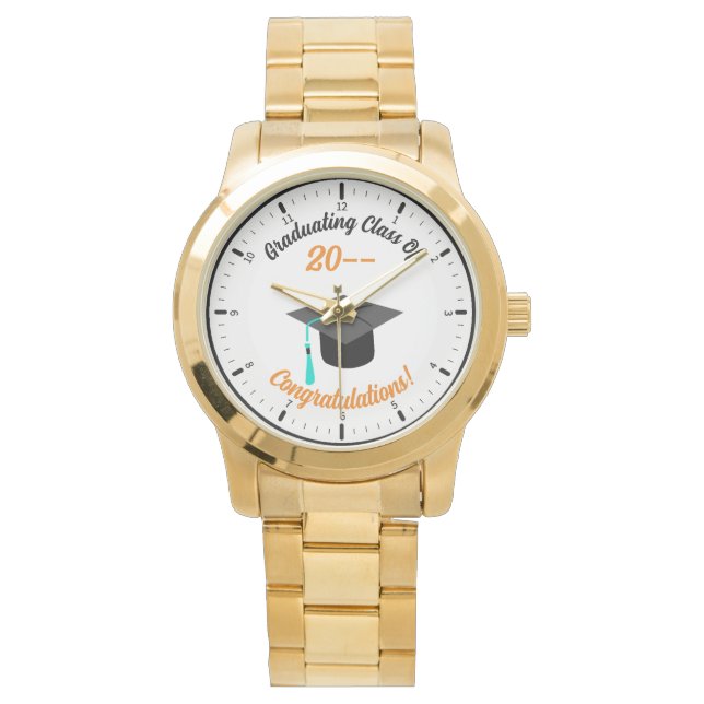 Personalised Graduation Watch Face Gold Watch  (Front)