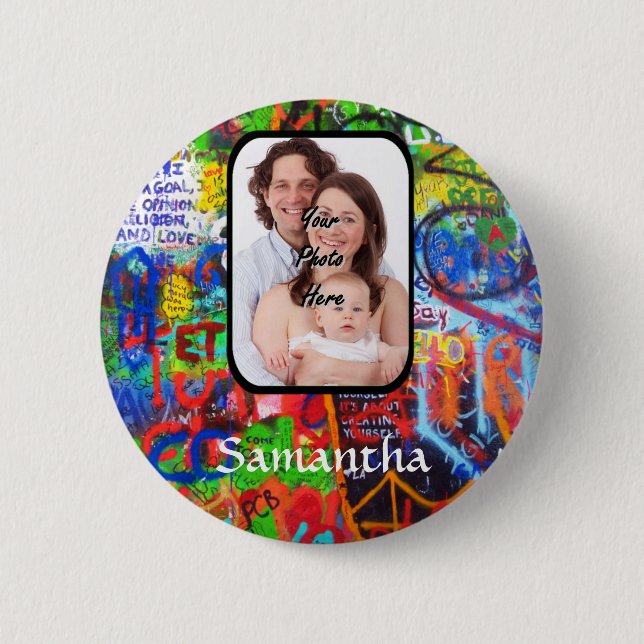 Personalised graffiti 6 cm round badge (Front)