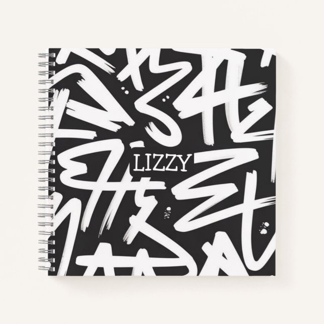 Personalised Graffiti Name Pattern — Custom Urban Notebook (Front)