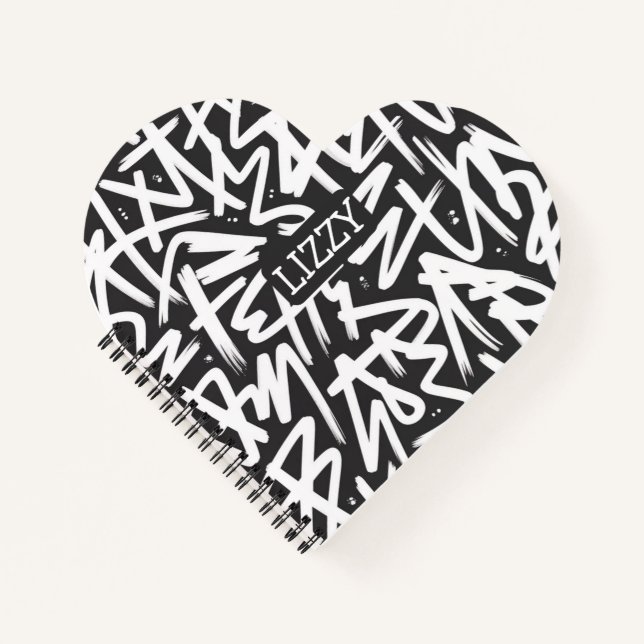 Personalised Graffiti Name Pattern — Custom Urban Notebook (Front)