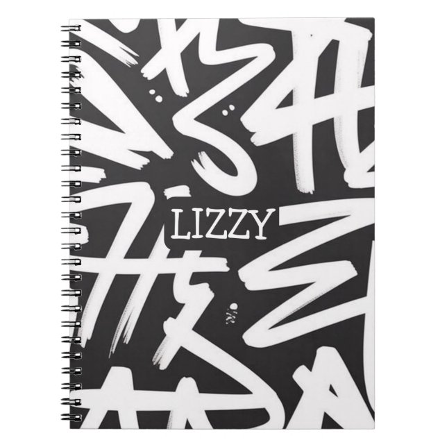 Personalised Graffiti Name Pattern — Custom Urban Notebook (Front)