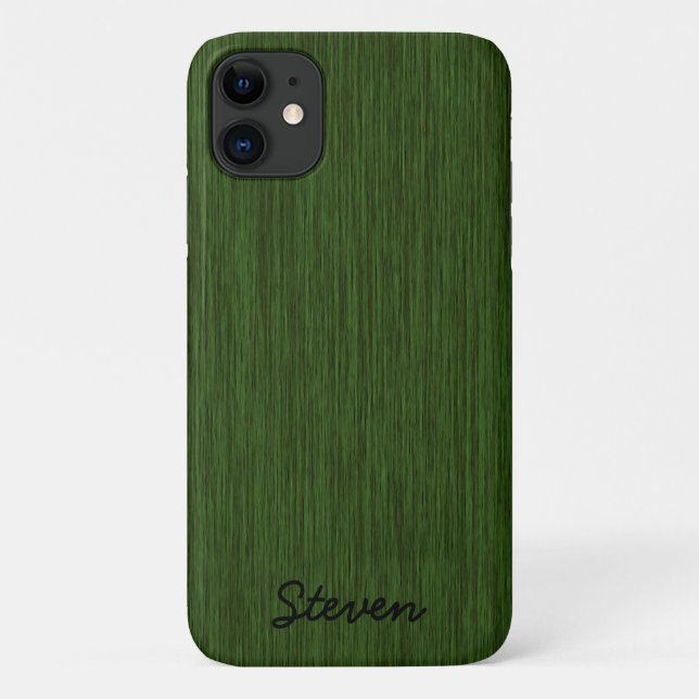 Personalised Grainy Green Wood Case-Mate iPhone Case (Back)