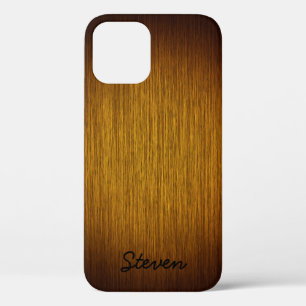 Personalised Grainy Tobacco Sunburst Wood iPhone 12 Case