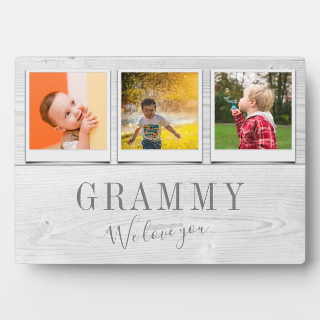 Personalised Grammy Grandchildren 3 Photo Collage Plaque (Front)