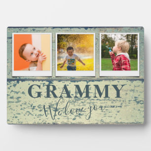 Personalised Grammy Grandchildren 3 Photo Collage Plaque
