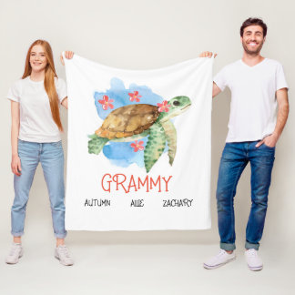 Personalised Grammy Turtle Blanket From Grandkids