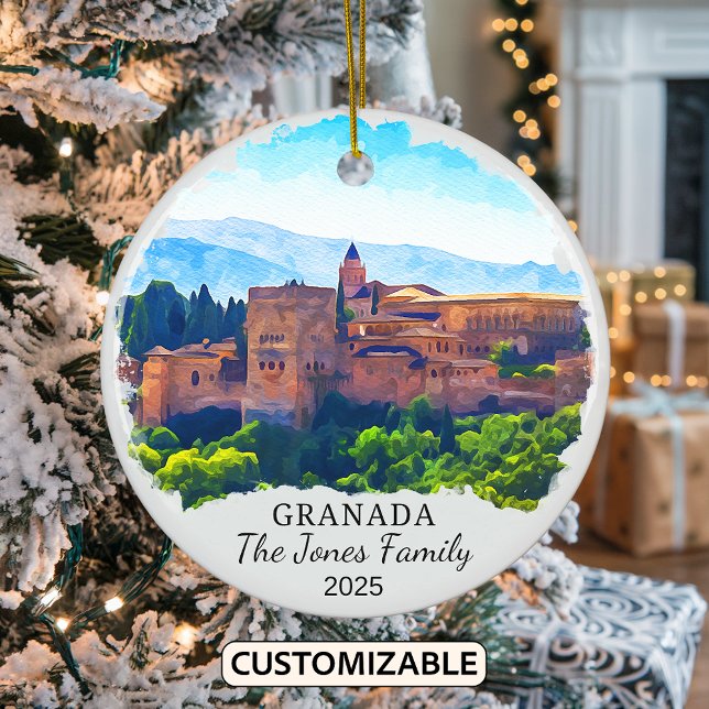 Personalised Granada Ornament, Spain Ceramic Tree Decoration (Creator Uploaded)
