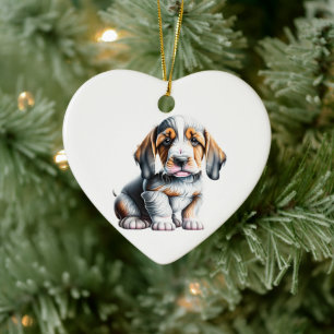 Personalised Grand Basset Griffon Vendéen Puppy Ceramic Tree Decoration