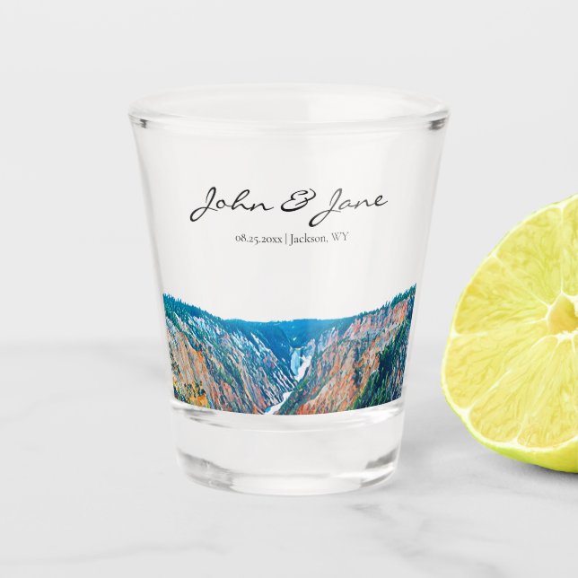 Personalised Grand Canyon of Yellowstone Shot Glass (Front)
