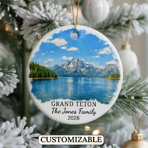 Personalised Grand Teton National Park, Wyoming Ceramic Tree Decoration