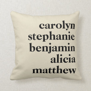 Personalised Grandchildren Names   Cream and Black Cushion