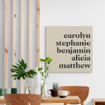 Personalised Grandchildren Names | Cream and Black Faux Canvas Print<br><div class="desc">Modern Typography Personalised Grandchildren Names | Cream and Black Canvas Print</div>