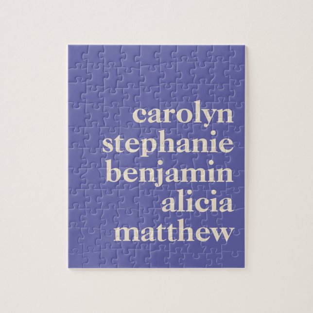 Personalised Grandchildren Names in Purple Jigsaw Puzzle (Vertical)