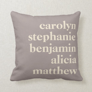 Personalised Grandchildren Names in Taupe Brown Cushion