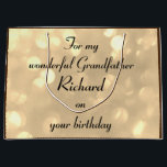 Personalised Grandfather Birthday Large Gift Bag<br><div class="desc">Silver personalised Birthday Gift Bag for wonderful Grandfather</div>