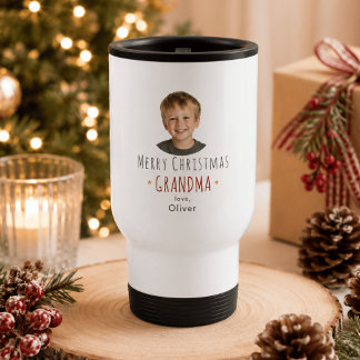 Personalised Grandma Christmas Gift Photo Tumbler Travel Mug