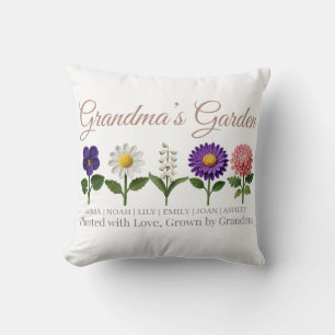 Personalised Grandma Crochet Style Birth Flower Cushion