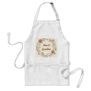 Personalised Grandma Custom Floral Wreath Gift Standard Apron