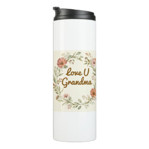 Personalised Grandma Custom Floral Wreath Gift Thermal Tumbler