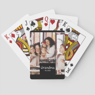 Personalised Grandma Established 3-Photo Collage Playing Cards
