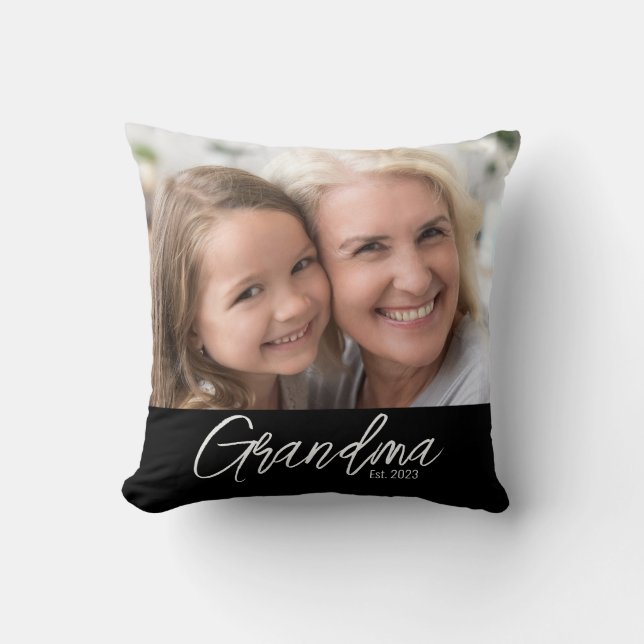 Personalised Grandma Established Year Photo Cushion (Front)