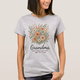 Personalised Grandma Floral Grandma Names Gift T-Shirt