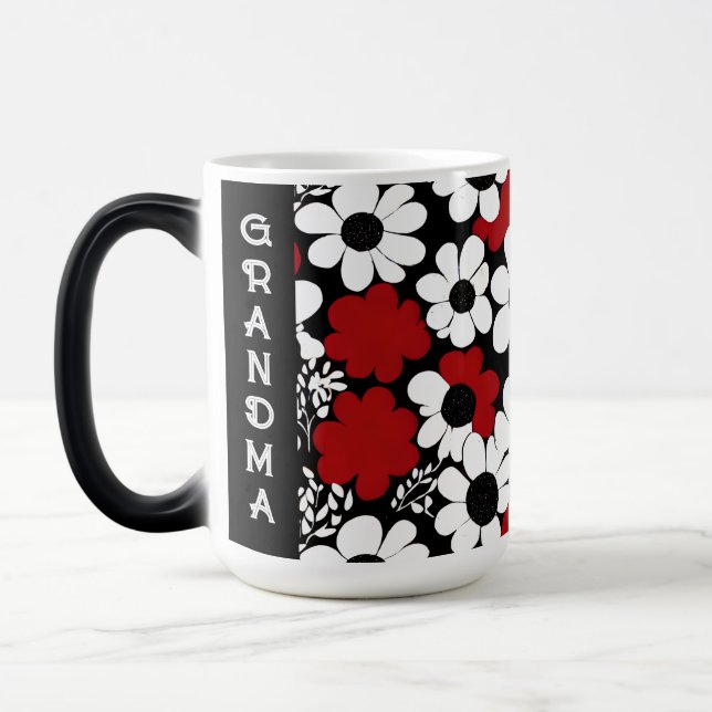 Personalised Grandma Floral Pattern  Magic Mug (Left)