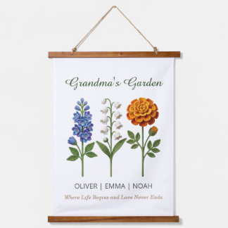 Personalised Grandma Gift Crochet Birth Flowers Hanging Tapestry
