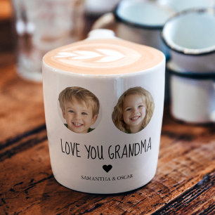 Personalised Grandma Gift Custom Grandchild Face Espresso Cup