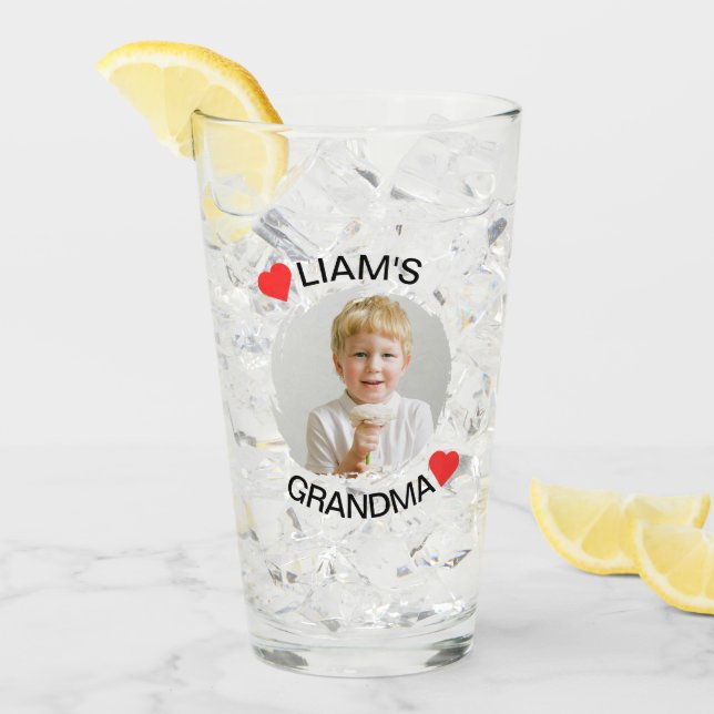 Personalised Grandma Glass Cup | Child Face Photo (Front Ice)