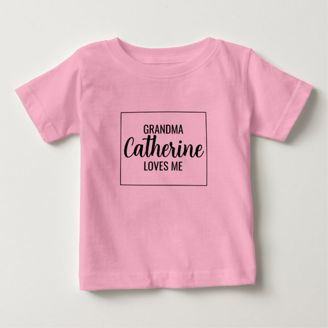 Personalised Grandma Loves Me Grandchild Baby T-Shirt (Front)