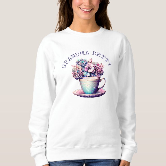 Personalised Grandma Name | Pretty Floral Sweatshirt (Front)