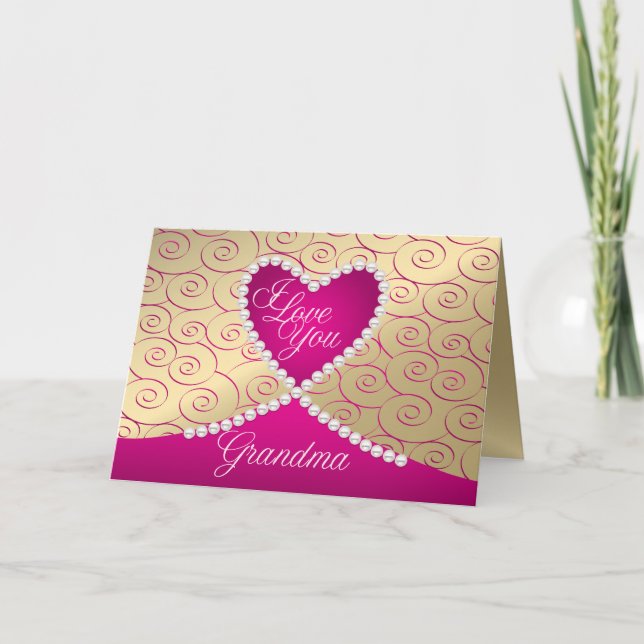 Personalised Grandma Pearls  Valentine Card (Front)
