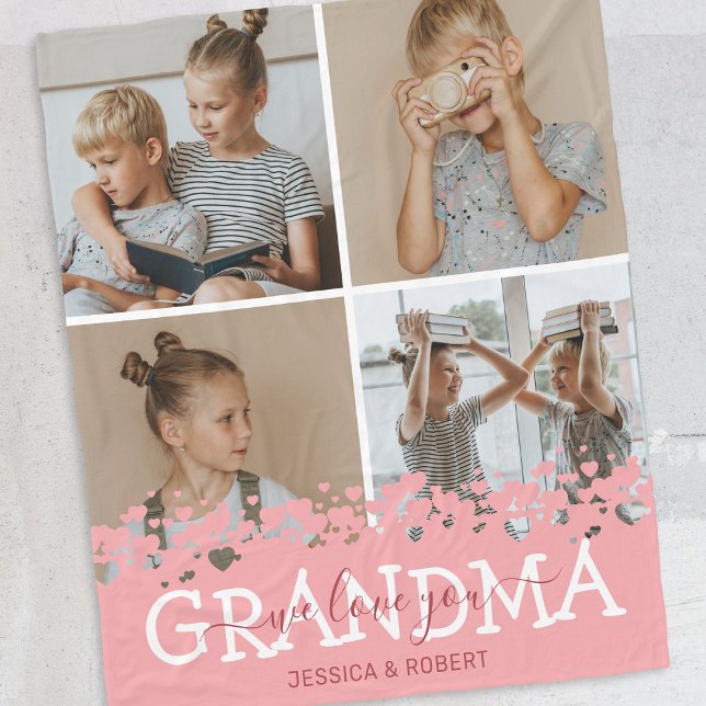 Personalised Grandma Photo Collage Fleece Blanket (Creator Uploaded)