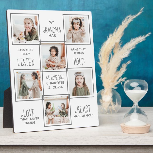 Personalised Grandma Photo Collage Grandmother Plaque (Side)