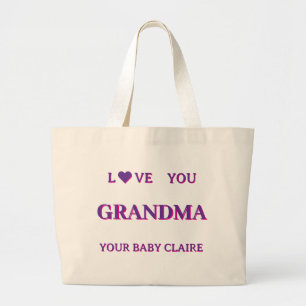 Personalised Grandma Script Large BAG PINK PURPLE