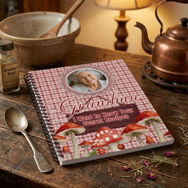 Personalised Grandma Secret Recipes Photo Rustic Notebook (Creator Uploaded)
