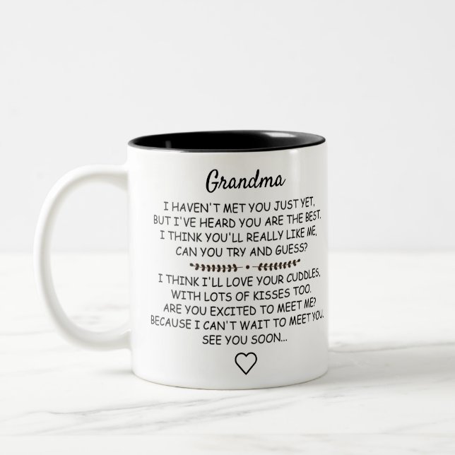 Personalised Grandma To Be from Bump Mothers day Two-Tone Coffee Mug (Left)