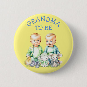 Personalised Grandma to be Twins Baby Shower 6 Cm Round Badge
