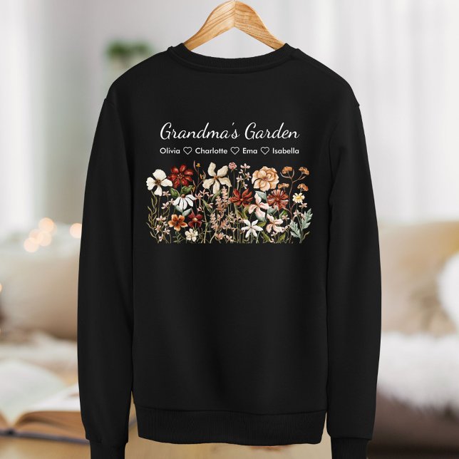 Personalised Grandma Vintage Wildflower Garden Sweatshirt (Front side)