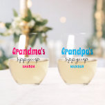 Personalised Grandma's and Grandpa's Sippy Cup Stemless Wine Glass<br><div class="desc">Personalised Grandma's and Grandpa's Sippy Cup wine glass</div>