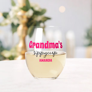 Personalised Grandma's Sippy Cup Stemless Wine Glass
