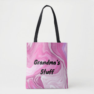 Personalised Grandma's Stuff Pink and White Tote Bag