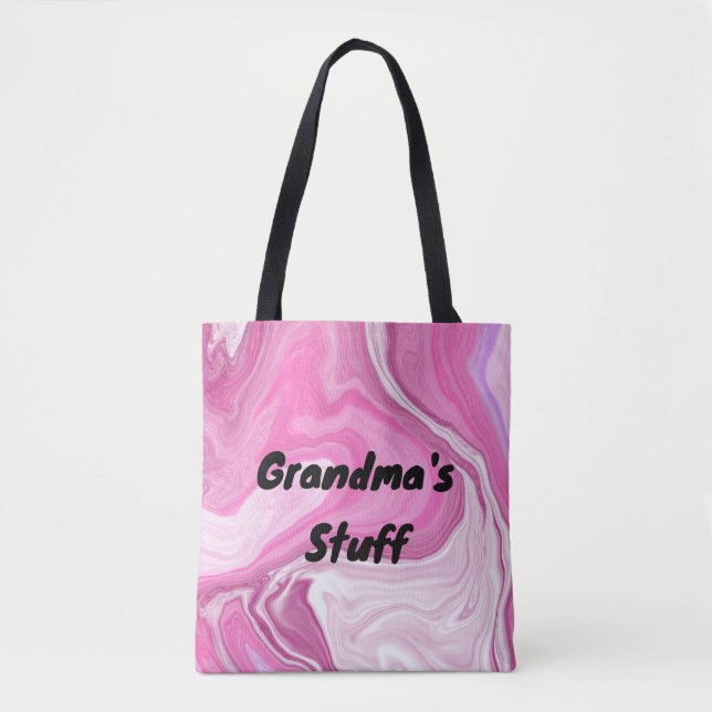 Personalised Grandma's Stuff | Pink and White  Tote Bag (Front)