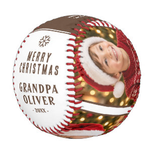 Personalised Grandpa Christmas 3 Photo Keepsake Baseball