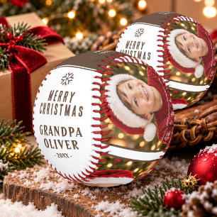Personalised Grandpa Christmas 3 Photo Keepsake Baseball